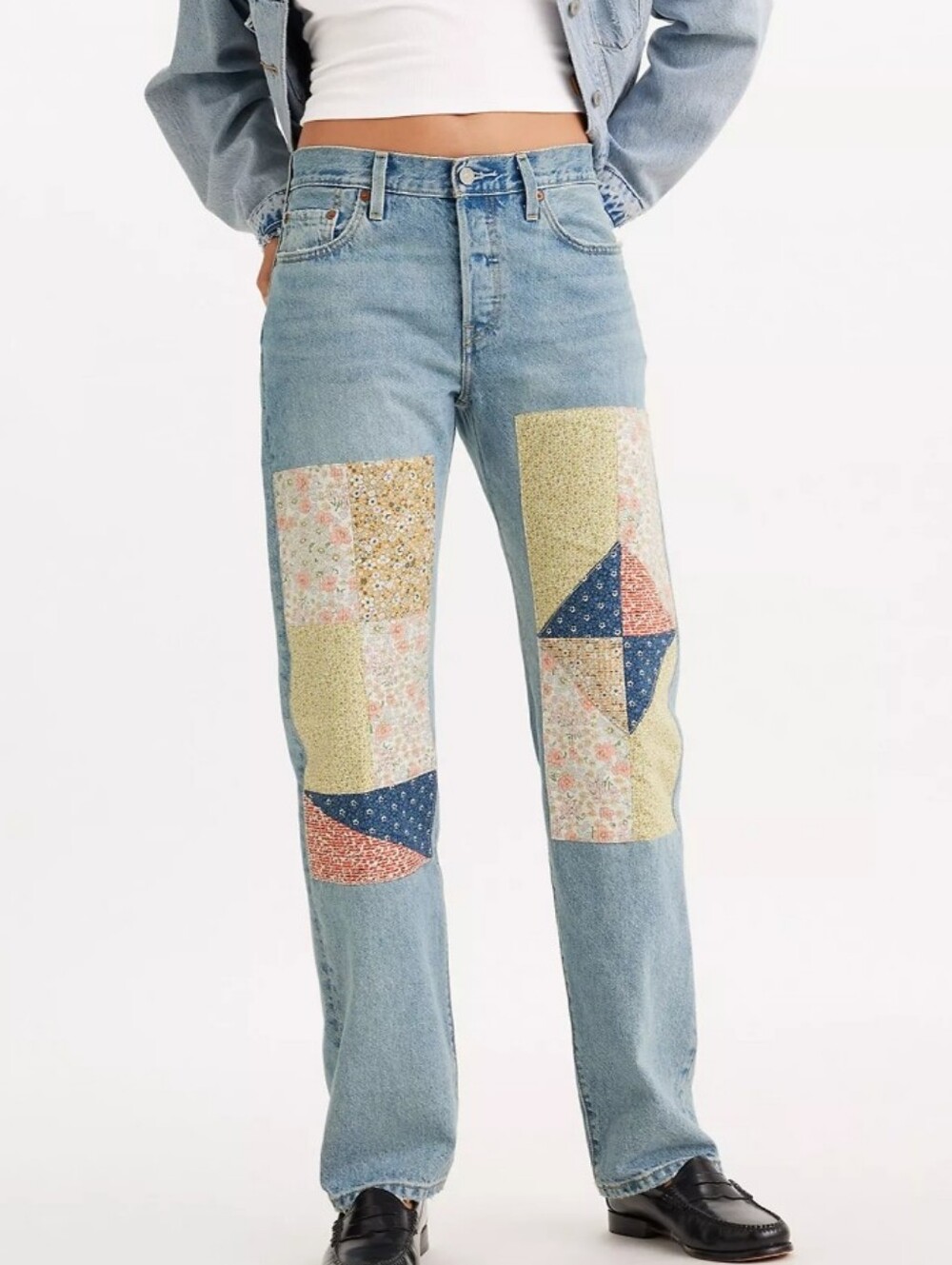RARE Levi's Premium 501 150th Anniversary 90's Patchwork Jeans Blue Denim Cotton